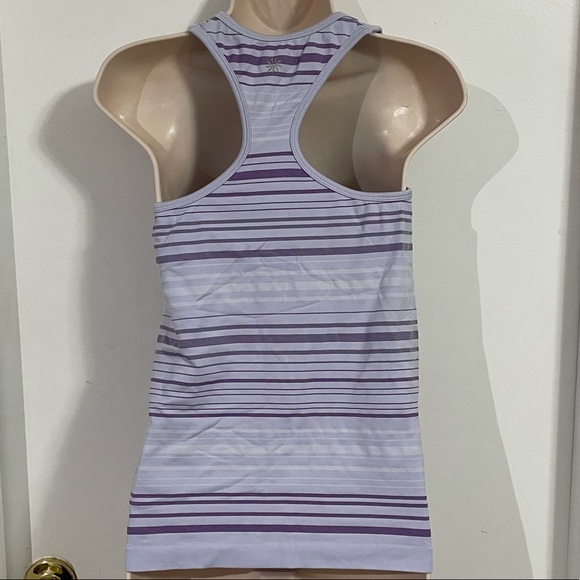 Athleta Rev Up Purple Racer back Tank Work out Medium M Built In Bra Stripes - Picture 2 of 5